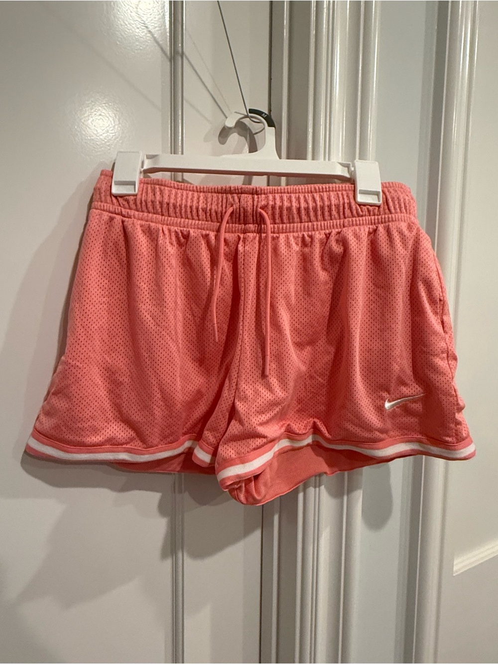 Nike Women’s Coral Pink Mesh Athletic Shorts with Contrast Trim